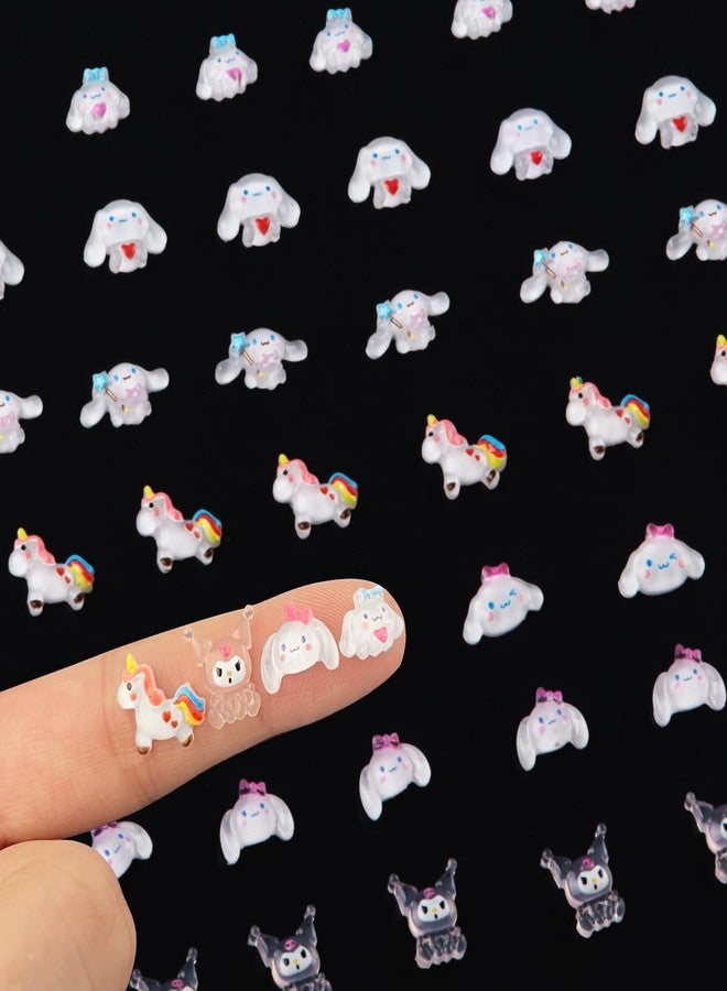 CDBOVID 140 Pcs Nail Charms,7 Styles Kawaii 3D Flatback Cartoon White Series Charms for Nail Acrylic Slime Resin Charm for Cute DIY Nail Art Decorations Supplies,Hair Clips and Phone Cases Etc - Image 3